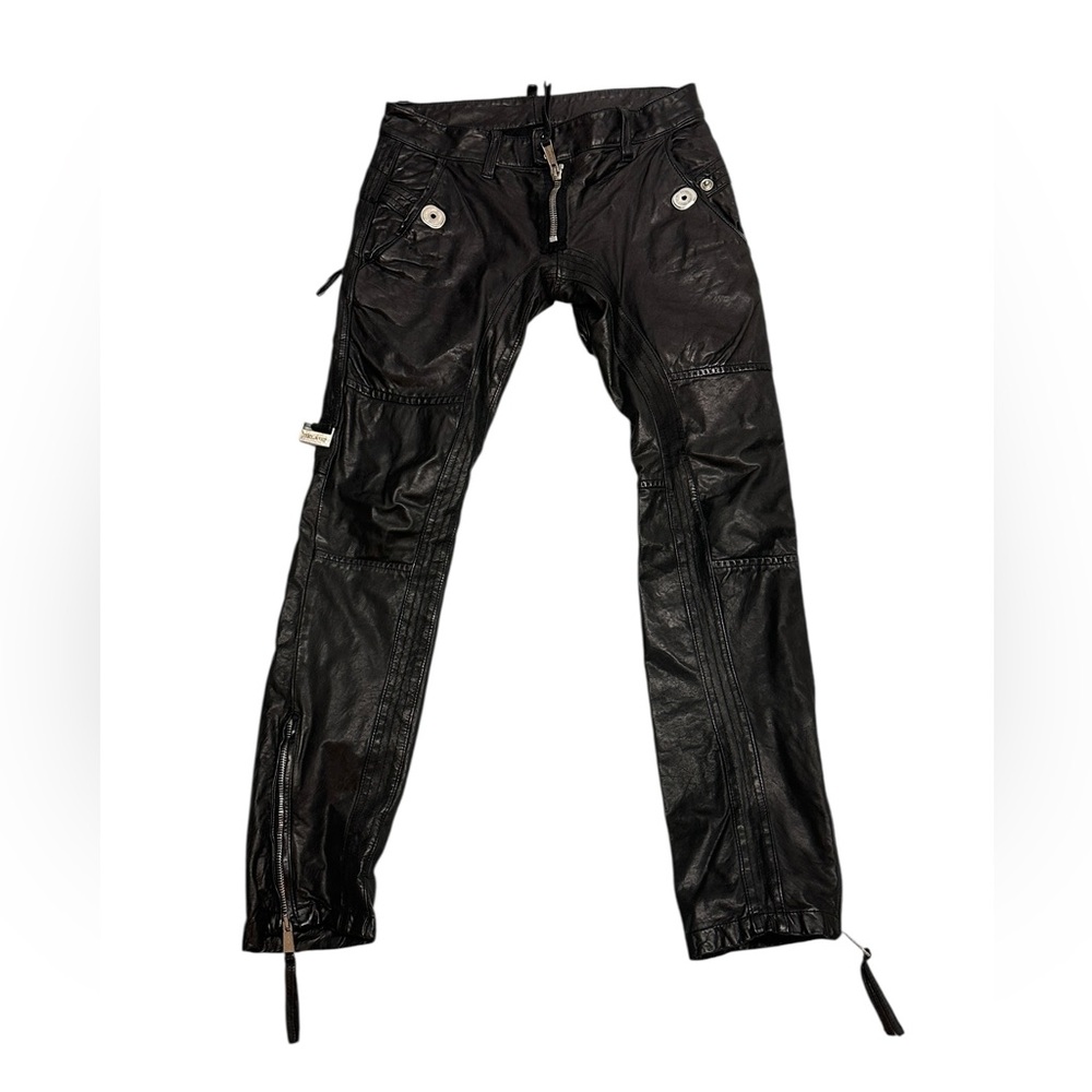 Dsquared² Black Leather Moto Pants – Size IT 46 – Made in Italy
